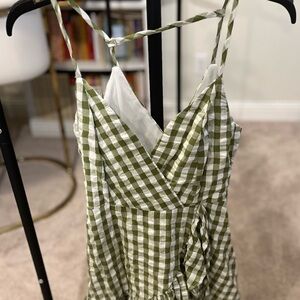 Green and White Gingham Dress